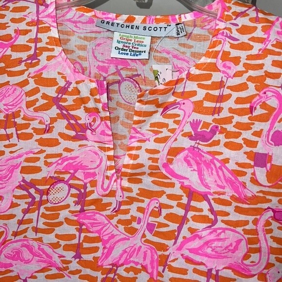 GIRLS GRETCHEN SCOTT HOT PINK ORANGE FLAMINGO SWIM COVER-UP 10/12 - Picture 3 of 7